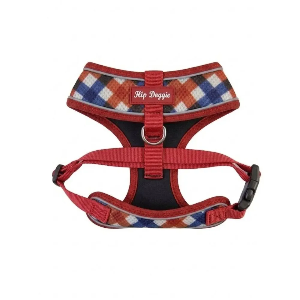Ultra Comfort Reflective Harness Vest - Red/Navy Check - sz m